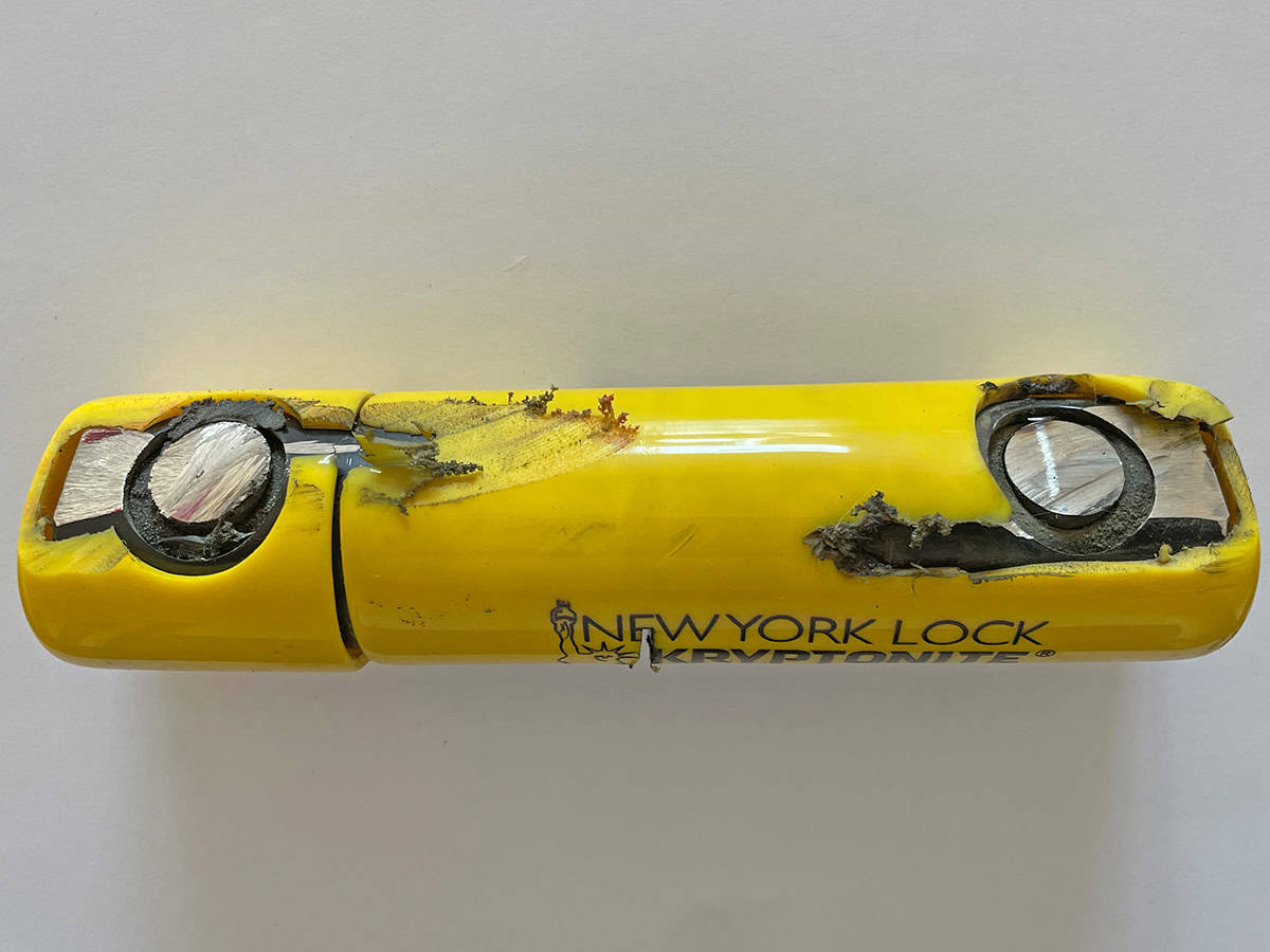 Second lock from Kryptonite cut crossbar